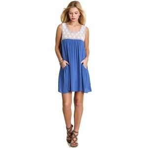 Sleeveless Dress with Pockets – Blue